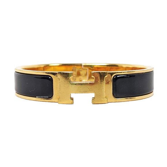 Hermes Jewelry - SOLD Hermes Black and Gold Clic Clac H Bracelet PM
